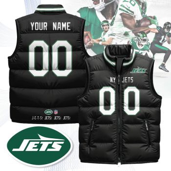 New York Jets Unisex Puffer Custom Vest - Black