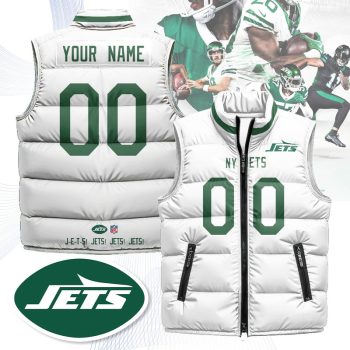 New York Jets Unisex Puffer Custom Vest - White
