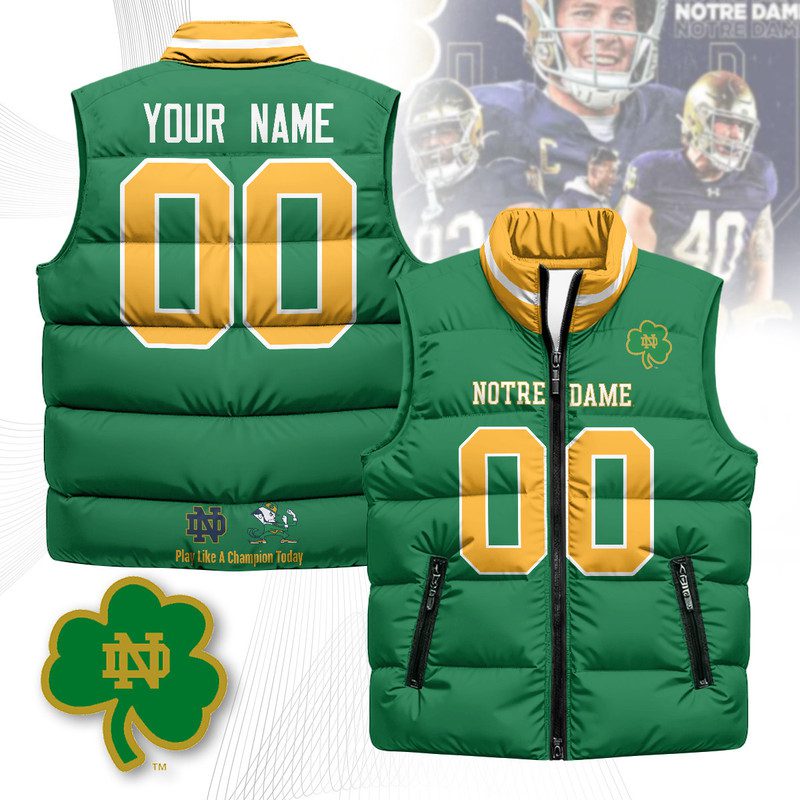 Notre-Dame-Fighting-Irish-Custom-Unisex-Puffer-Vest-Sleeveless-Down-Jacket-Throwback Notre Dame Fighting Irish Custom Unisex Puffer Vest Sleeveless Down Jacket- Throwback