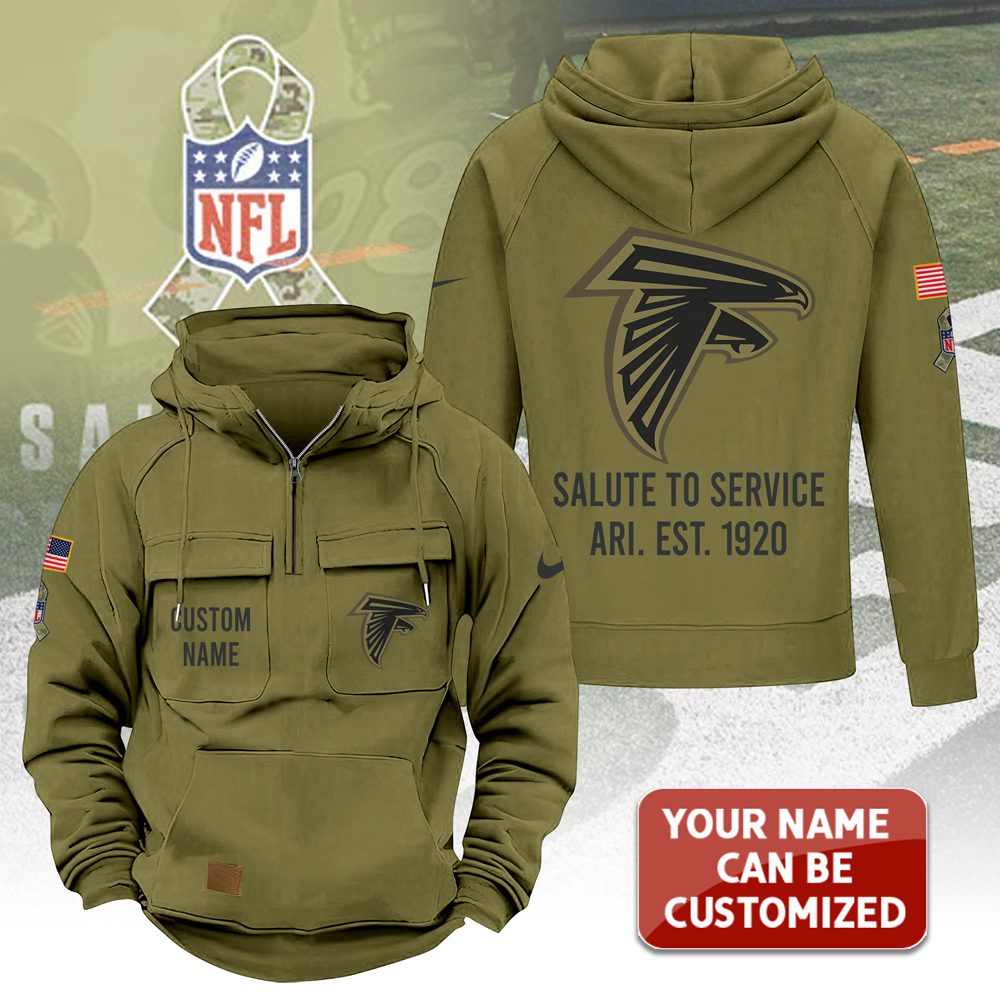 Personalized-Atlanta-Falcons-2025-Salute-to-Service-Military-Green-Vintage-Quarter-Zip-Hoodie Personalized Atlanta Falcons 2025 Salute to Service Military Green Vintage Quarter Zip Hoodie