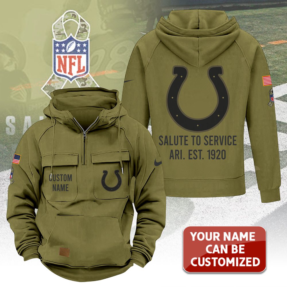 Personalized-Indianapolis-Colts-2025-Salute-to-Service-Military-Green-Vintage-Quarter-Zip-Hoodie Personalized Indianapolis Colts 2025 Salute to Service Military Green Vintage Quarter Zip Hoodie
