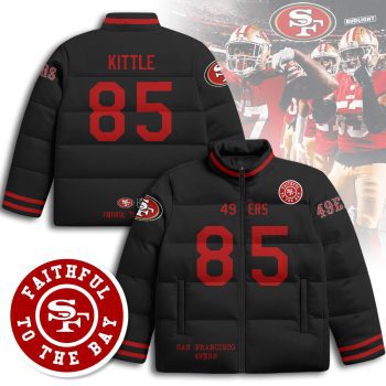 San Francisco 49ers Unisex Stand Collar Puffer Jacket - Black / George Kittle - 85