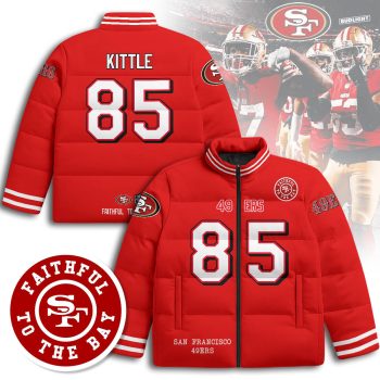San Francisco 49ers Unisex Stand Collar Puffer Jacket - Red / George Kittle - 85