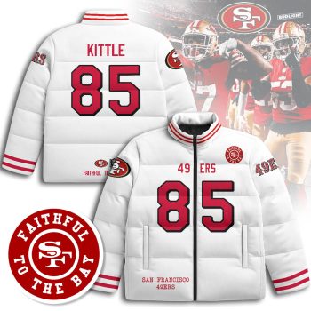 San Francisco 49ers Unisex Stand Collar Puffer Jacket - White / George Kittle - 85