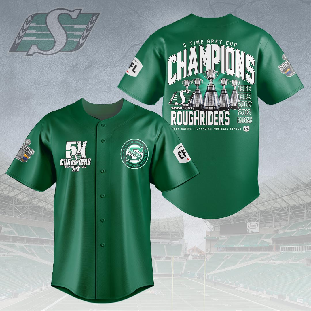 Saskatchewan-Roughriders-2025-Grey-Cup-Champions-Baseball-Jersey-NDT1089 Saskatchewan Roughriders 2025 Grey Cup Champions Baseball Jersey NDT1089