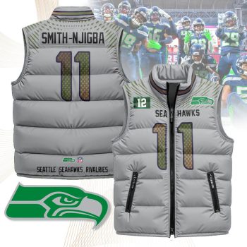 Seattle Seahawks Rivalry Series Puffer Vest Sleeveless Down Jacket- Jaxon Smith-Njigba - 11