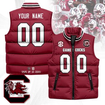 South Carolina Gamecocks Custom Unisex Puffer Vest Sleeveless Down Jacket- Garnet