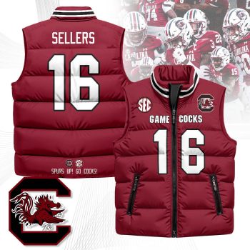 South Carolina Gamecocks Unisex Puffer Vest Sleeveless Down Jacket- Garnet / LaNorris Sellers - 16