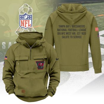 Tampa Bay Buccaneers 2025 Salute to Service Military Green Vintage Quarter Zip Hoodie