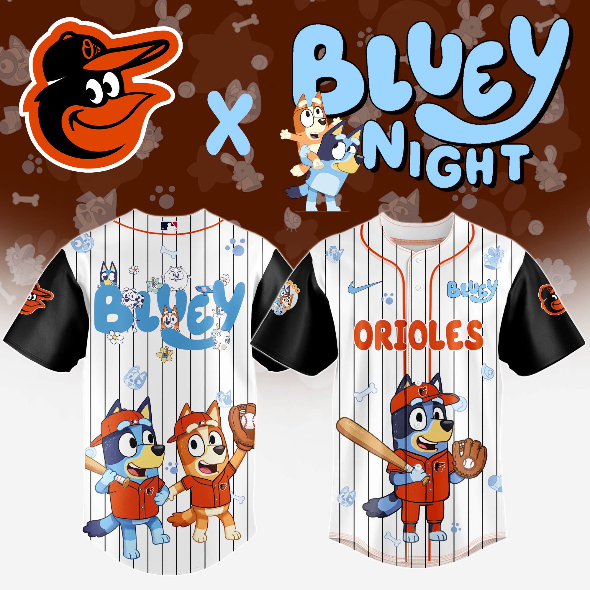 Baltimore-Orioles-MLB-x-Bluey-And-Bingo-Special-Edition-Baseball-Jersey-2025-DBJ1004 Baltimore Orioles MLB x Bluey And Bingo Special Edition Baseball Jersey 2025 DBJ1004