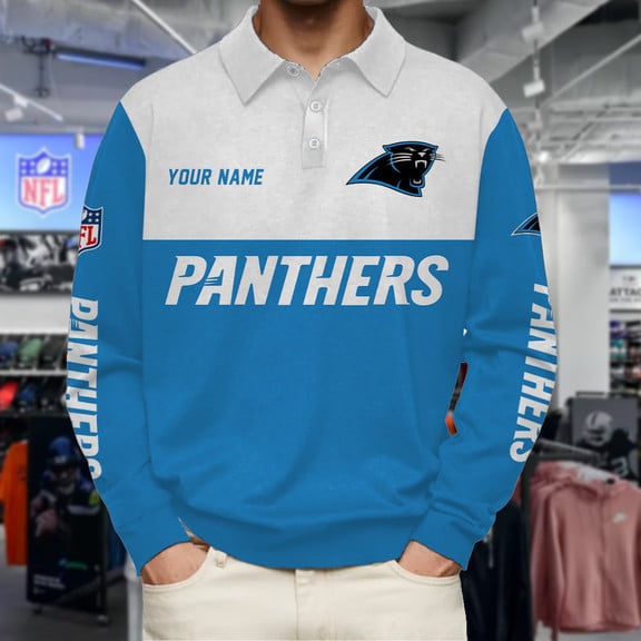 Carolina-Panthers-Collar-Sweatshirt-Custom-Name-Gift-For-Fan Carolina Panthers Collar Sweatshirt Custom Name Gift For Fan