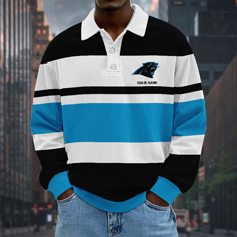 Carolina-Panthers-NFL-Collar-Sweatshirt-Custom-Name-Gift-For-Fan Carolina Panthers NFL Collar Sweatshirt Custom Name Gift For Fan