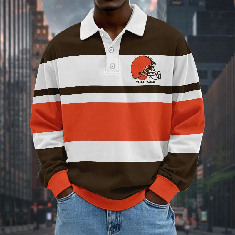 Cleveland-Browns-NFL-Collar-Sweatshirt-Custom-Name-Gift-For-Fan Cleveland Browns NFL Collar Sweatshirt Custom Name Gift For Fan