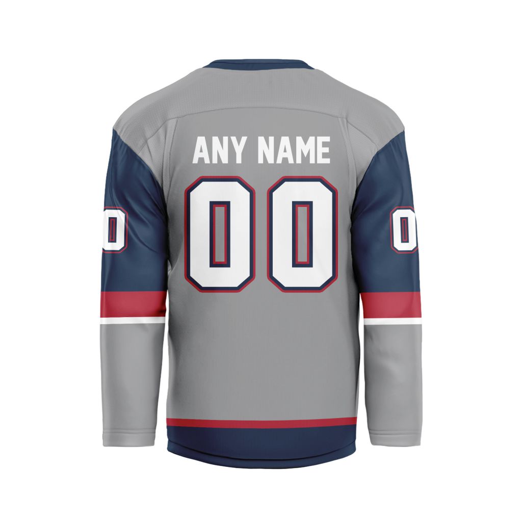ECHL-Allen-Americans-Personalized-Gray-V-shaped-Hockey-Jersey-1