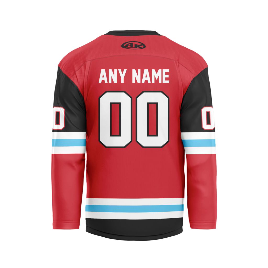 ECHL-Bloomington-Bison-Personalized-Red-V-shaped-Hockey-Jersey-1