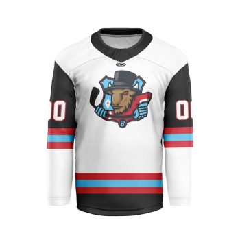 ECHL Bloomington Bison Personalized White V-shaped Hockey Jersey