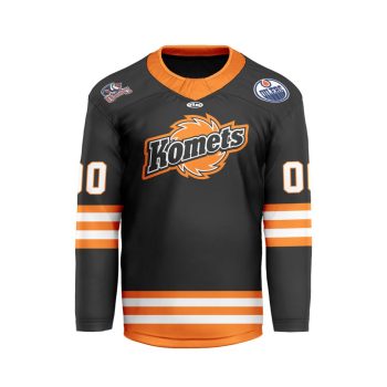 ECHL Fort Wayne Komets Personalized Black V-shaped Hockey Jersey
