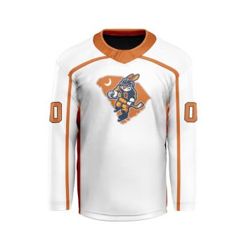 ECHL Greenville Swamp Rabbits Personalized White V-shaped Hockey Jersey