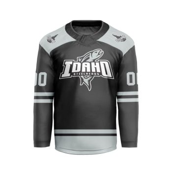 ECHL Idaho Steelheads Personalized Black V-shaped Hockey Jersey