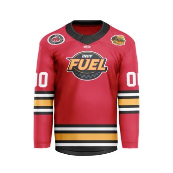 ECHL Indy Fuel Personalized Red V-shaped Hockey Jersey