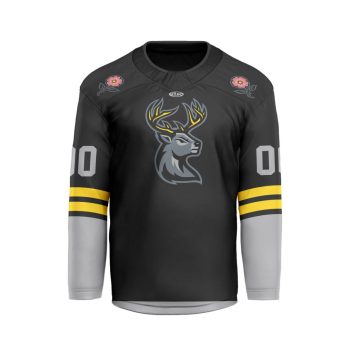 ECHL Iowa Heartlanders Personalized Black V-shaped Hockey Jersey