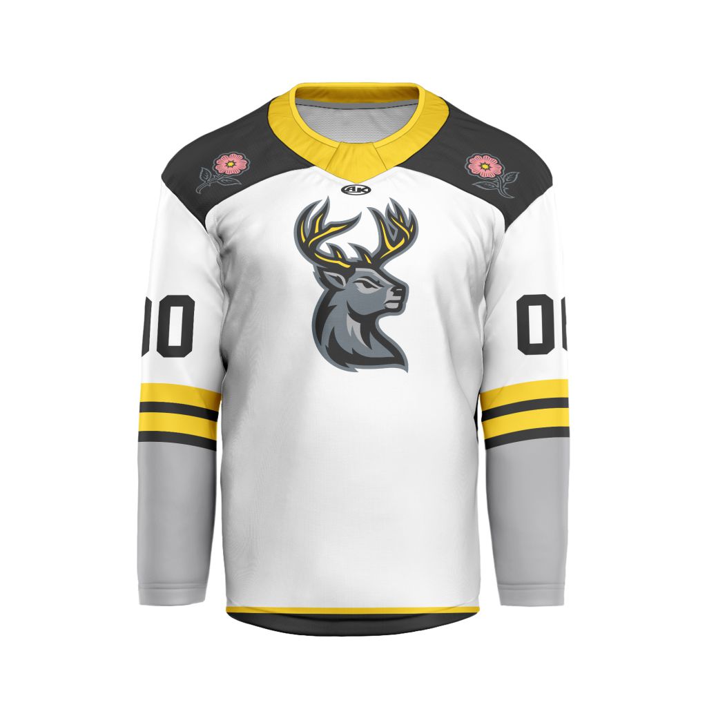 ECHL-Iowa-Heartlanders-Personalized-White-V-shaped-Hockey-Jersey ECHL Iowa Heartlanders Personalized White V-shaped Hockey Jersey