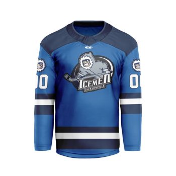 ECHL Jacksonville Icemen Personalized Blue V-shaped Hockey Jersey