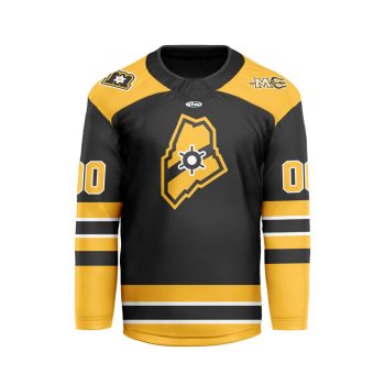 ECHL Maine Mariners Personalized Black V-shaped Hockey Jersey
