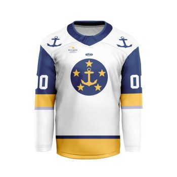 ECHL Norfolk Admirals Personalized White V-shaped Hockey Jersey