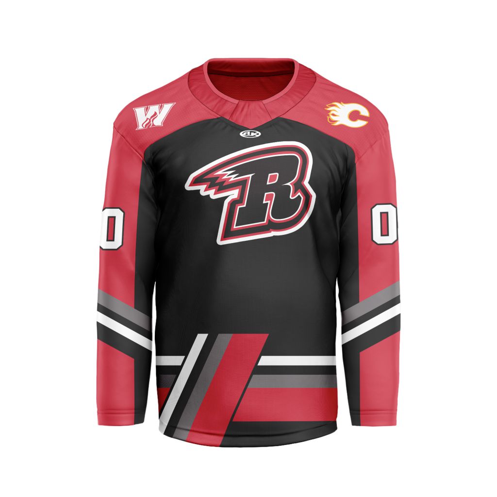 ECHL-Rapid-City-Rush-Personalized-Black-V-shaped-Hockey-Jersey ECHL Rapid City Rush Personalized Black V-shaped Hockey Jersey