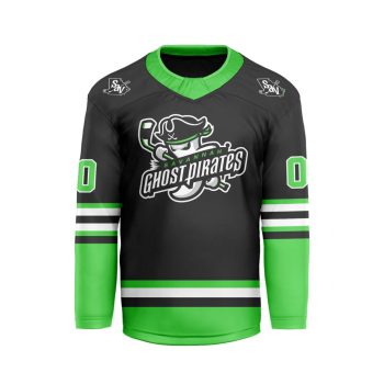 ECHL Savannah Ghost Pirates Personalized Black V-shaped Hockey Jersey