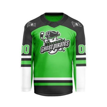 ECHL Savannah Ghost Pirates Personalized Green V-shaped Hockey Jersey
