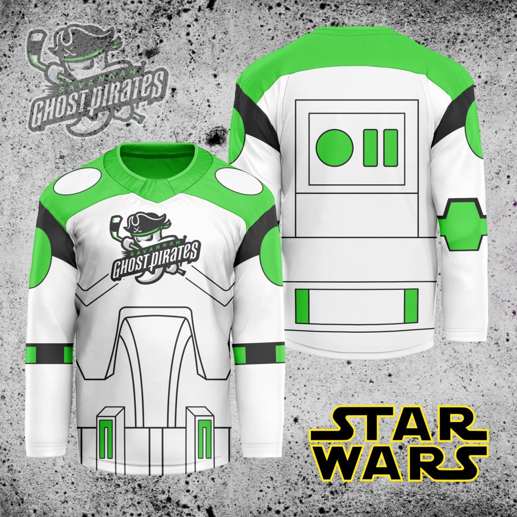 ECHL-Savannah-Ghost-Pirates-X-Star-Wars-Hockey-Jersey ECHL Savannah Ghost Pirates X Star Wars Hockey Jersey