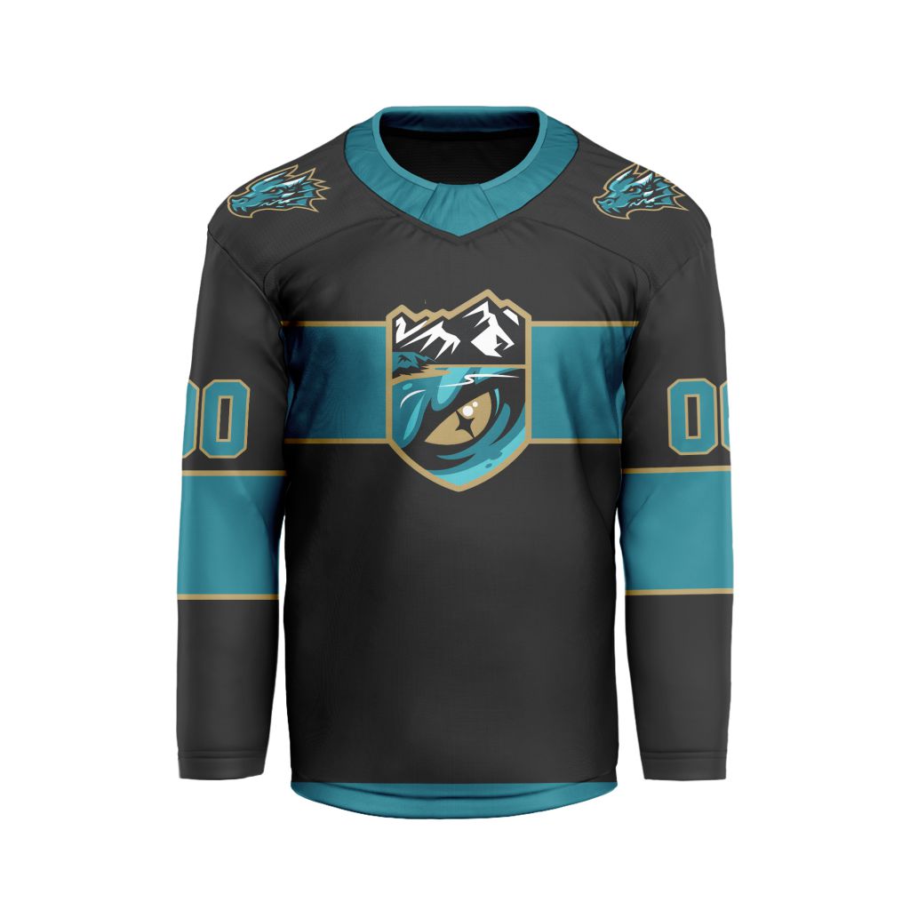 ECHL-Tahoe-Knight-Monsters-Personalized-Black-V-shaped-Hockey-Jersey ECHL Tahoe Knight Monsters Personalized Black V-shaped Hockey Jersey