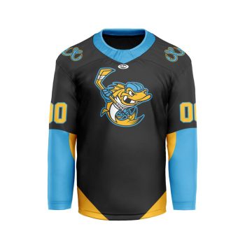 ECHL Toledo Walleye Personalized Black V-shaped Hockey Jersey