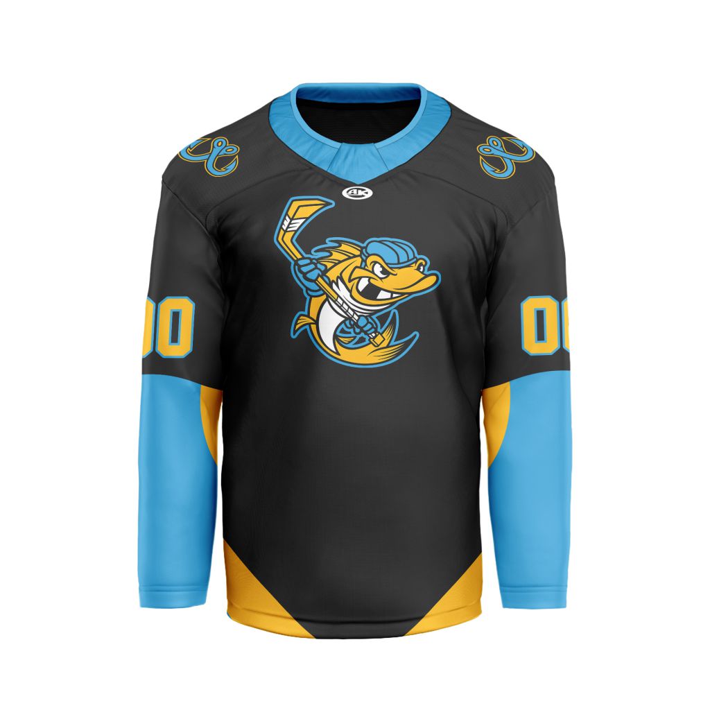 ECHL-Toledo-Walleye-Personalized-Black-V-shaped-Hockey-Jersey ECHL Toledo Walleye Personalized Black V-shaped Hockey Jersey