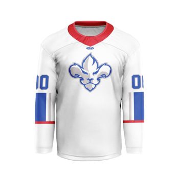 ECHL Trois-Rivieres Lions Personalized White V-shaped Hockey Jersey