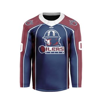 ECHL Tulsa Oilers Personalized Navy V-shaped Hockey Jersey