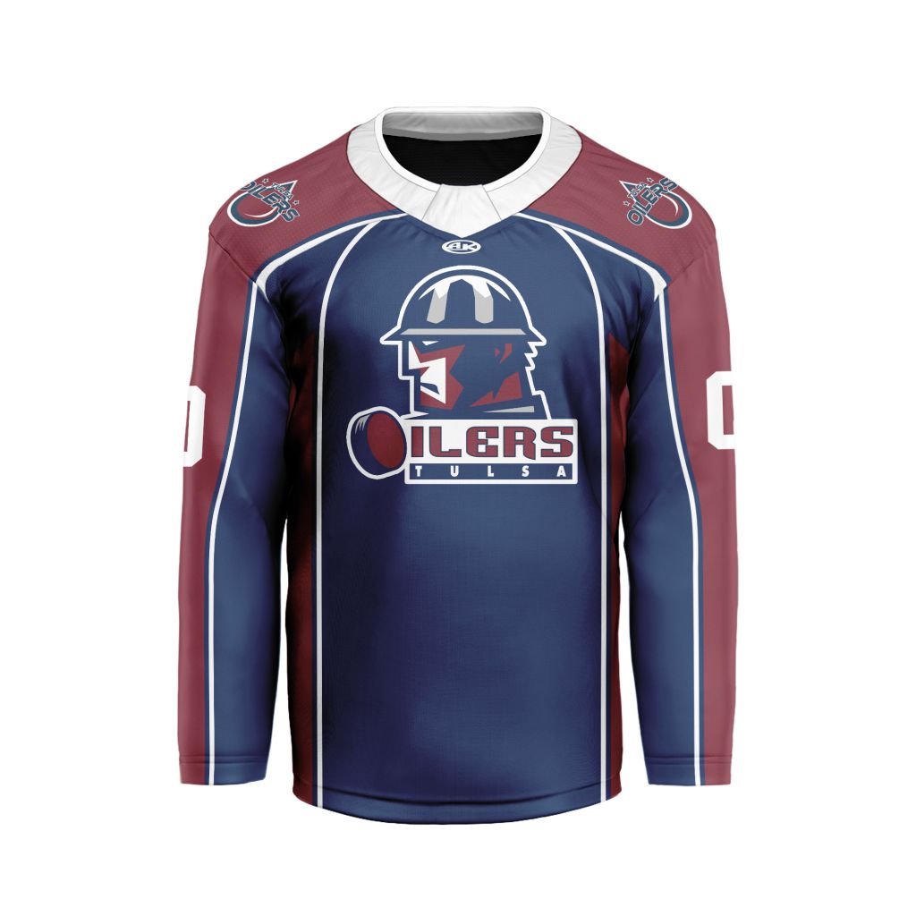 ECHL-Tulsa-Oilers-Personalized-Navy-V-shaped-Hockey-Jersey ECHL Tulsa Oilers Personalized Navy V-shaped Hockey Jersey