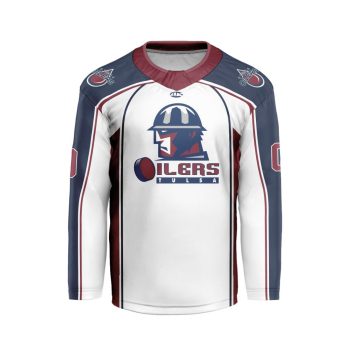 ECHL Tulsa Oilers Personalized White V-shaped Hockey Jersey
