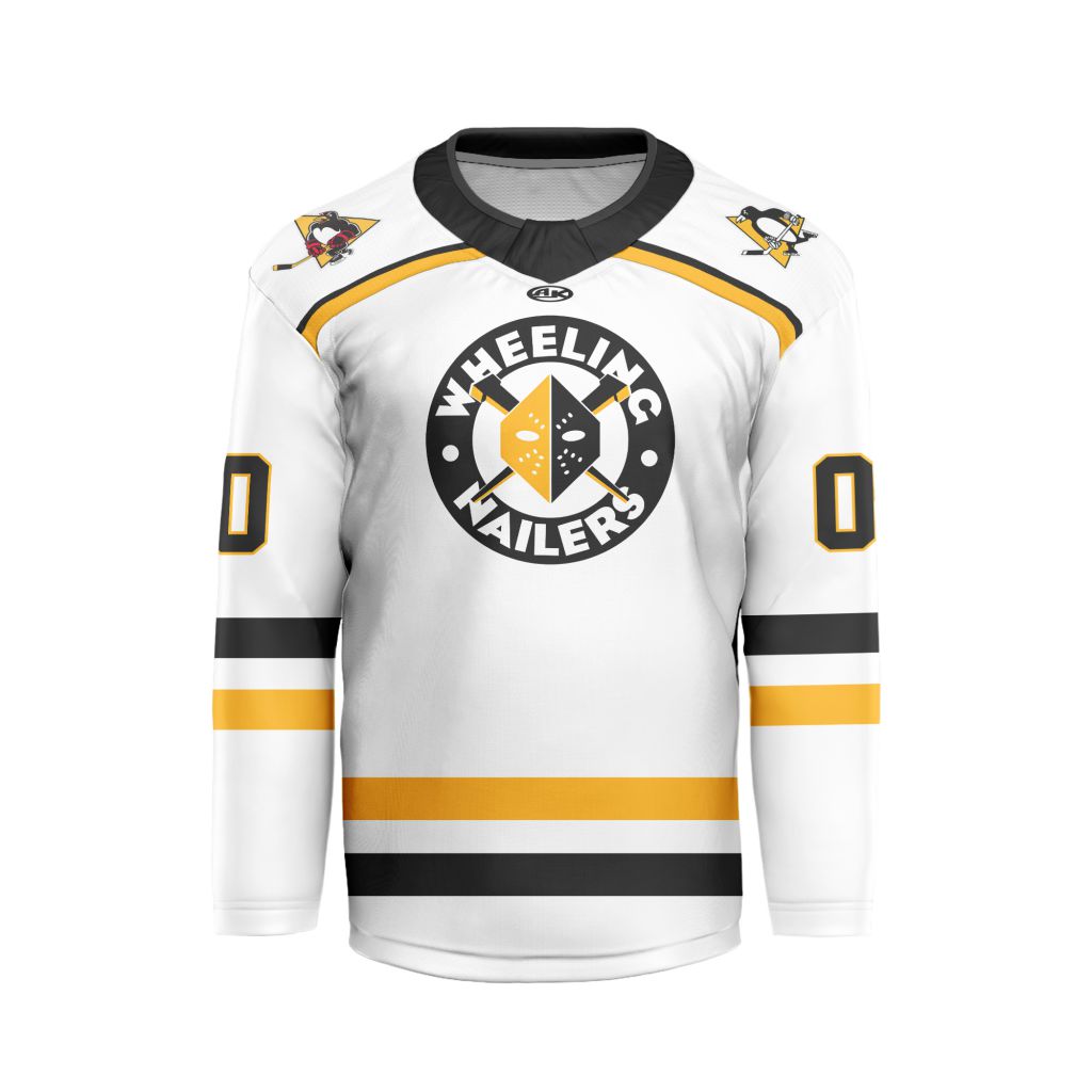 ECHL-Wheeling-Nailers-Personalized-Home-V-shaped-Hockey-Jersey ECHL Wheeling Nailers Personalized Home V-shaped Hockey Jersey