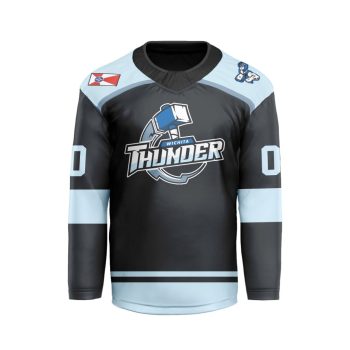 ECHL Wichita Thunder Personalized Gray V-shaped Hockey Jersey