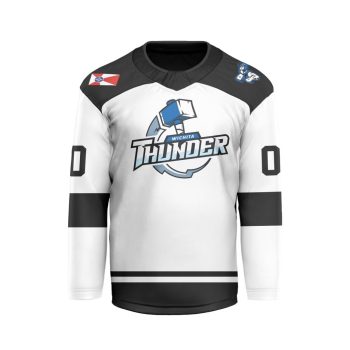 ECHL Wichita Thunder Personalized White V-shaped Hockey Jersey