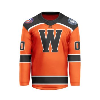 ECHL Worcester Railers Personalized Orange V-shaped Hockey Jersey
