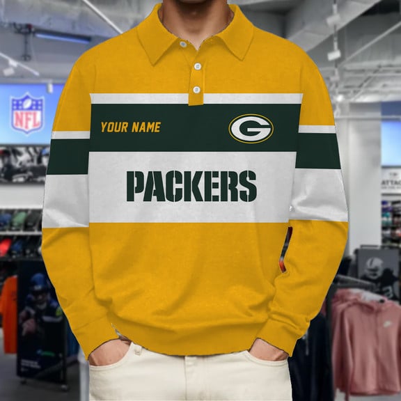 Green-Bay-Packers-Collar-Sweatshirt-Custom-Name-Gift-For-Fan Green Bay Packers Collar Sweatshirt Custom Name Gift For Fan