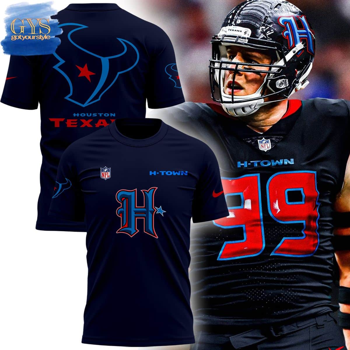 HTown Blue Houston Texans Special Edition TShirt H-Town Blue Houston Texans Special Edition Unisex Performance T-Shirt