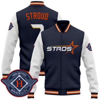 Houston Astros 2025 City Connect Baseball Jacket Varsity Jacket - Navy CJ Stroud