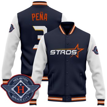 Houston Astros 2025 City Connect Baseball Jacket Varsity Jacket - Navy Jeremy Pena