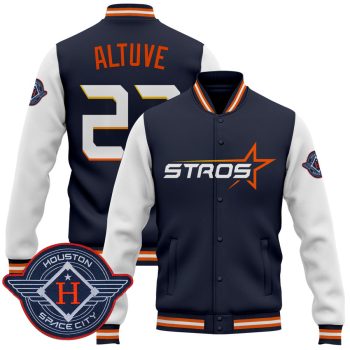 Houston Astros 2025 City Connect Baseball Jacket Varsity Jacket - Navy Jose Altuve