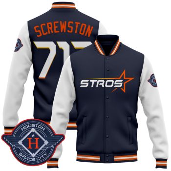 Houston Astros 2025 City Connect Baseball Jacket Varsity Jacket - Navy Screwston 713